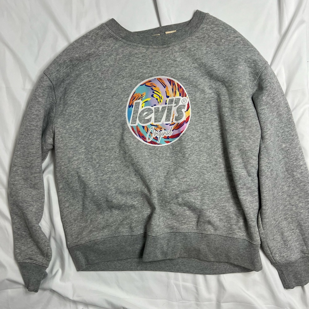 Levi's Gray Crewneck Sweatshirt with Multicolor Logo